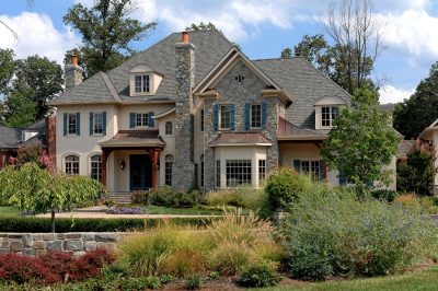 Bushes in front of house