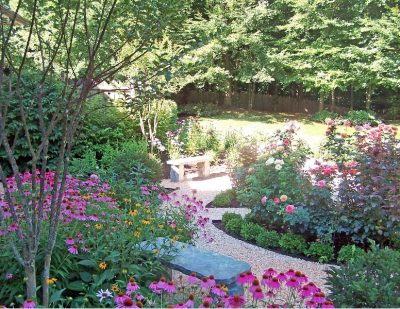 Custom sidewalk with color flowers