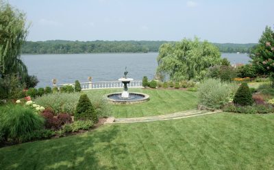 Green yard perfectly tended to