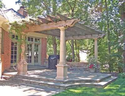 Stone patio and pergola