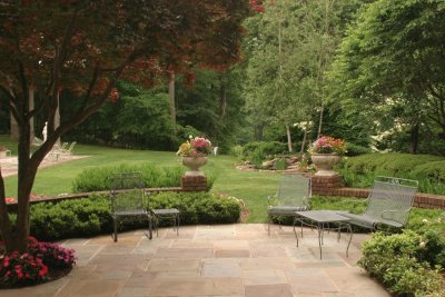 Perfectly maintained yard and patio plantings